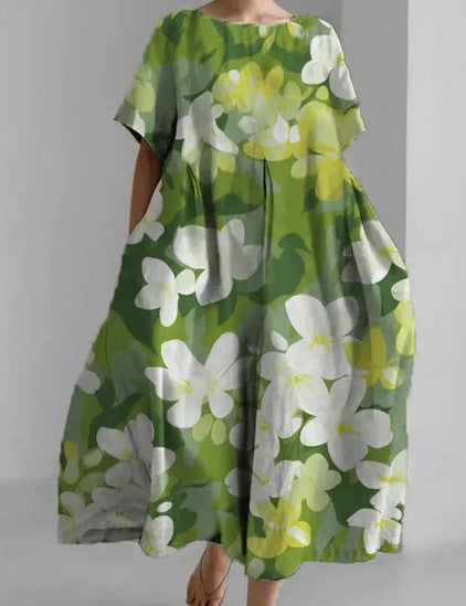 Women's Clothing Plus Size Loose Short Sleeve Dress