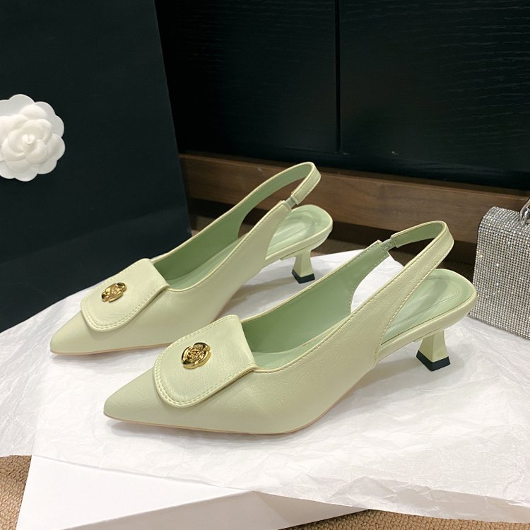 Classic Style Camellia Pointed Toe Toe Cap Plus Size High Heel Sandals