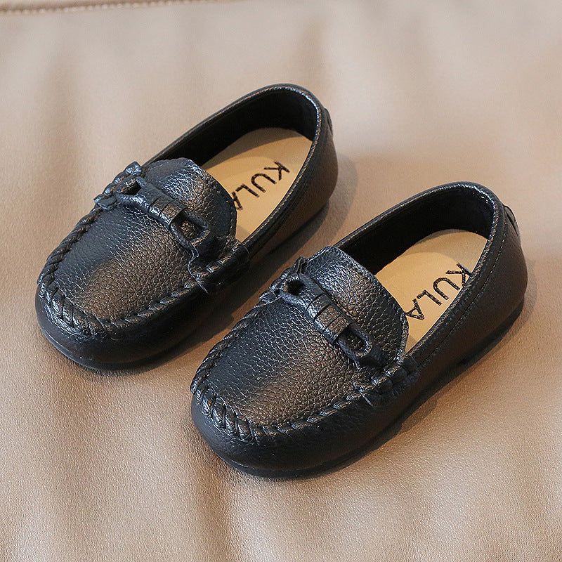 Korean Style Casual Children Gommino Soft Bottom Slip On Baby Shoes Boys' Leather Shoes Slip-on