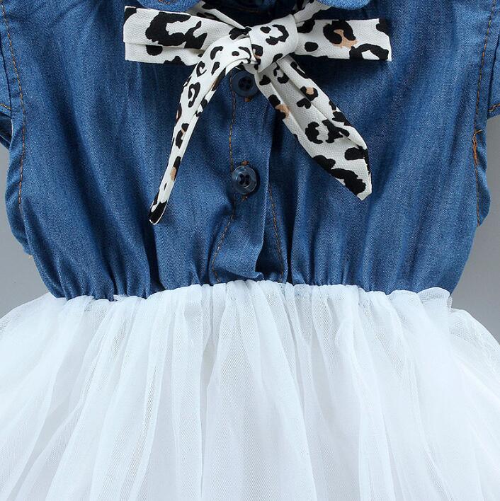 Denim stitching mesh princess dress