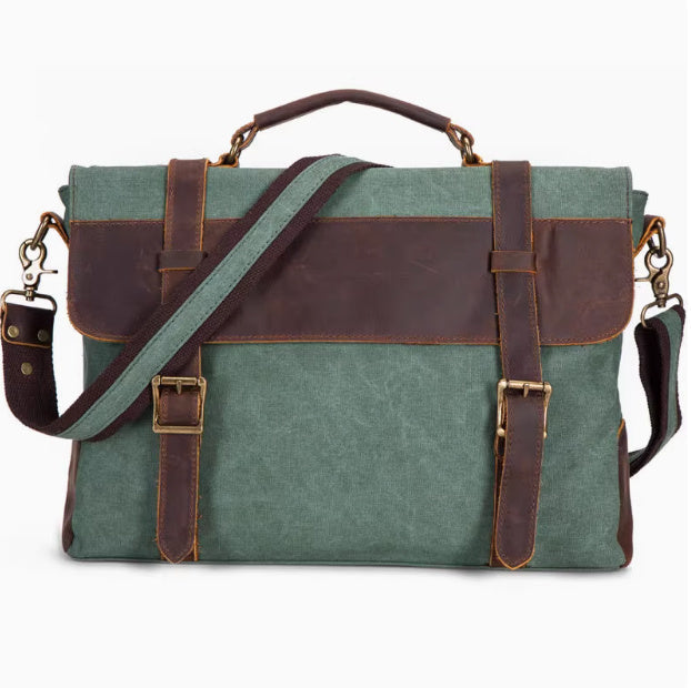 Tote Briefcase Messenger Bag With Crazy Horse Cowhide Vintage