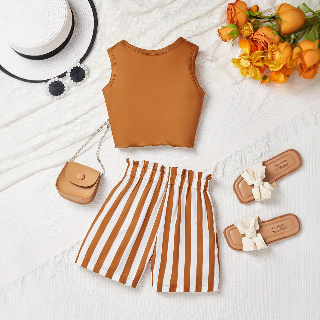 Round Neck Vest Shorts Casual Suit