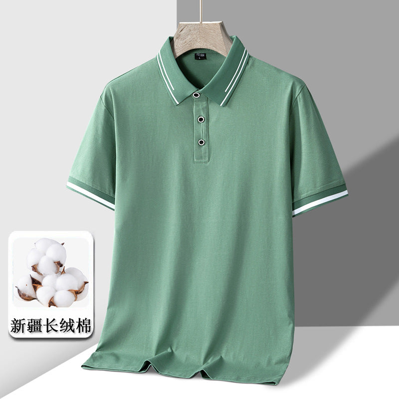 Men's Short-sleeved T-shirt Full Cotton Thin Section Business Lapel
