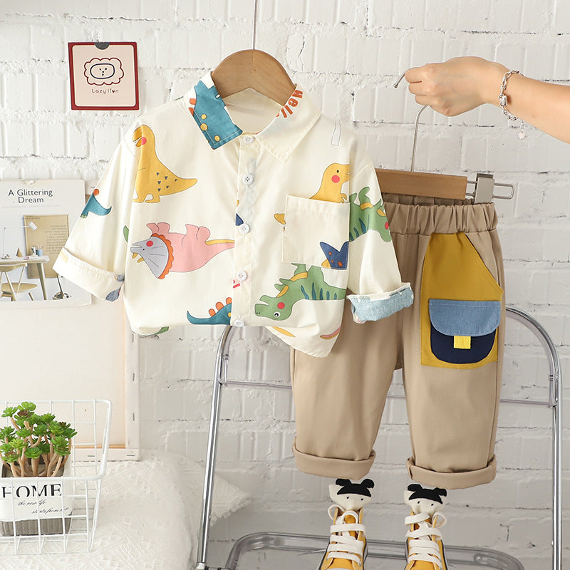 Printing Shirt For Boys Pants Breathable Two-piece Set