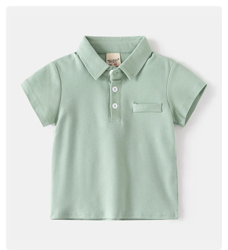 Summer Polo Tshirts for Boys Cotton Fashion Solid Color Toddler Kids Tees Children's Clothes