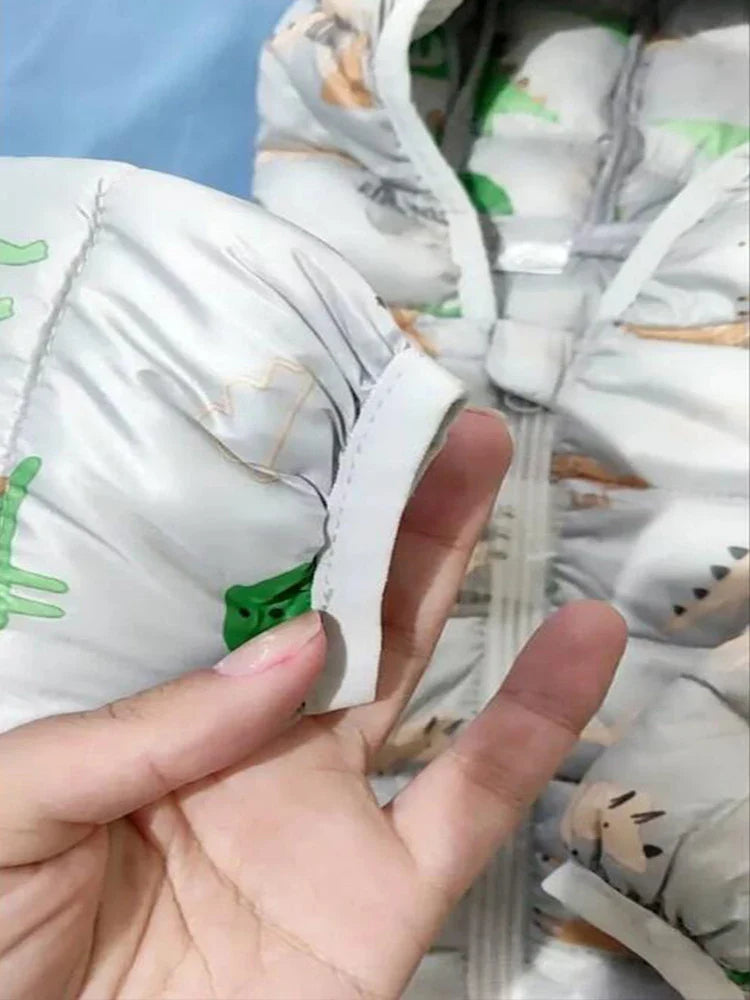 Kids Boy Lightweight Down Jacket Girl Baby Cartoon Dinosaur Outerwear Hooded Coat Autumn Winter Clothes Christmas Birthday Gifts