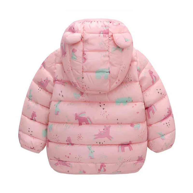 Kids Boy Lightweight Down Jacket Girl Baby Cartoon Dinosaur Outerwear Hooded Coat Autumn Winter Clothes Christmas Birthday Gifts