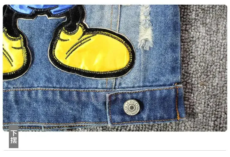 2024 Autumn Mickey Mouse Cartoon Baby Boys Jacket Children Fashion Japanese Korean style Cowboy Outerwear & Coats Kids Clothes