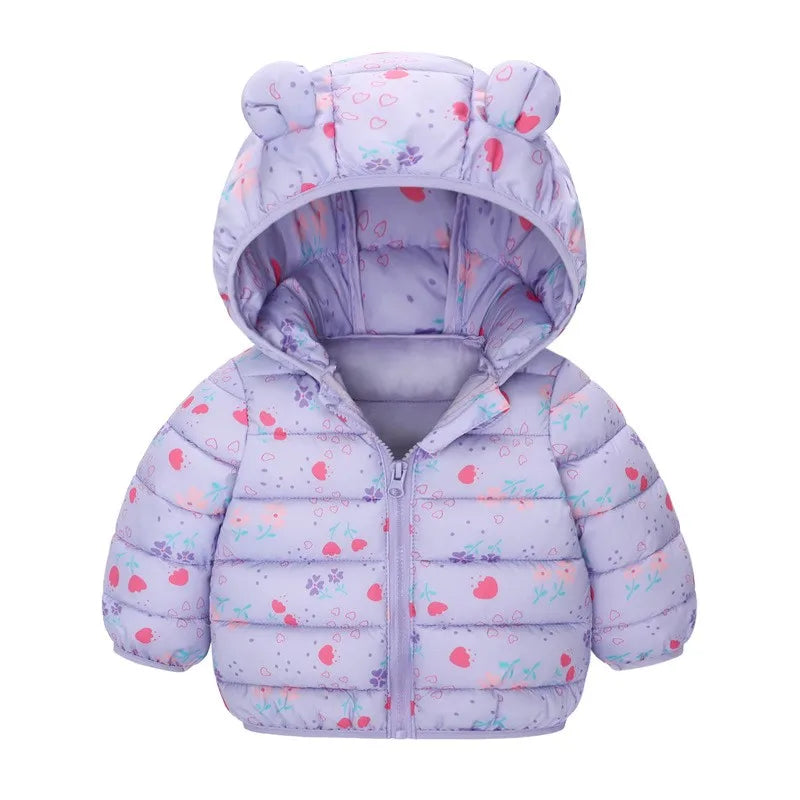 Kids Boy Lightweight Down Jacket Girl Baby Cartoon Dinosaur Outerwear Hooded Coat Autumn Winter Clothes Christmas Birthday Gifts