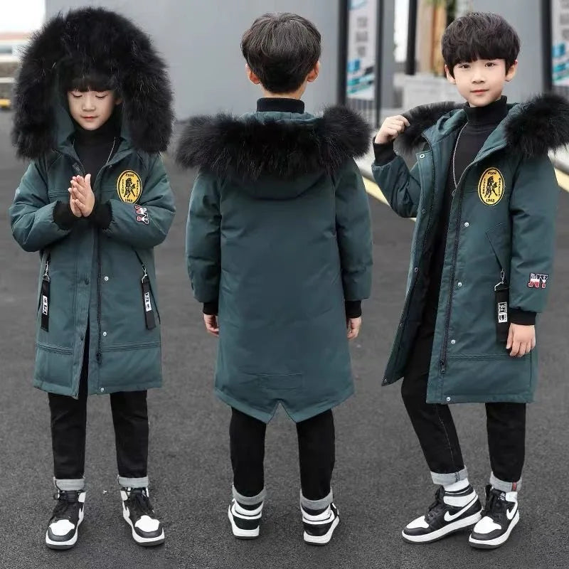 2023 Children Warm Clothing toddler boy Clothes Teen Down Cotton Padded Winter Jackets Hooded Coat Thicken Outerwear Kids Parka