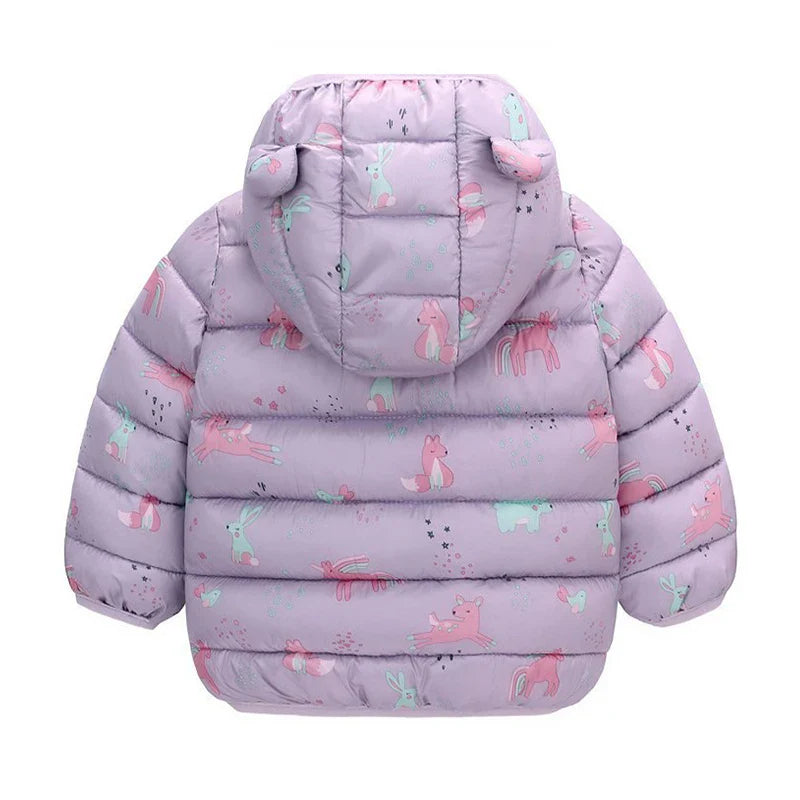Kids Boy Lightweight Down Jacket Girl Baby Cartoon Dinosaur Outerwear Hooded Coat Autumn Winter Clothes Christmas Birthday Gifts