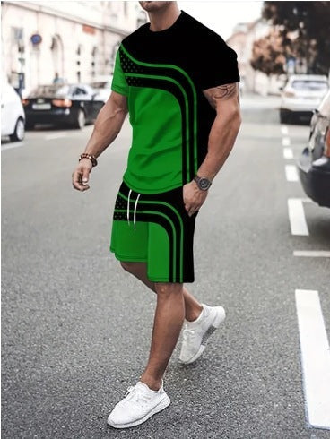 Summer Fashion Trend 3D Digital Printing Men's Short Sleeve Shorts Suit