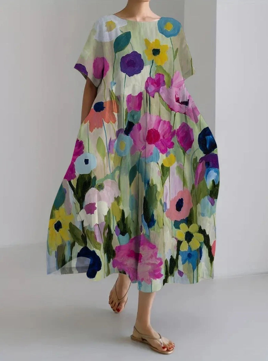 Women's Clothing Plus Size Loose Short Sleeve Dress