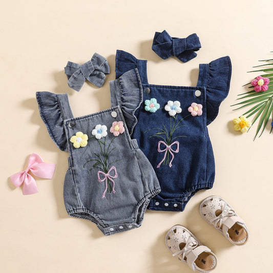 Triangle One-piece Romper Headscarf Cute