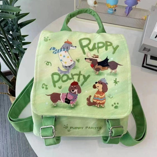 Puppy Party Backpack Student Cute Casual