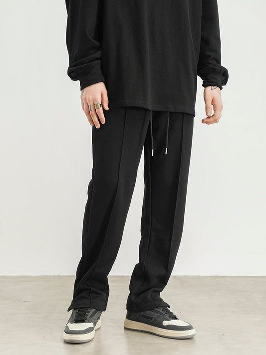 American Hip-hop Style Zipper Slit Straight Loose Drawstring Pant