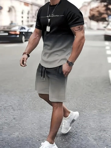 Summer Fashion Trend 3D Digital Printing Men's Short Sleeve Shorts Suit