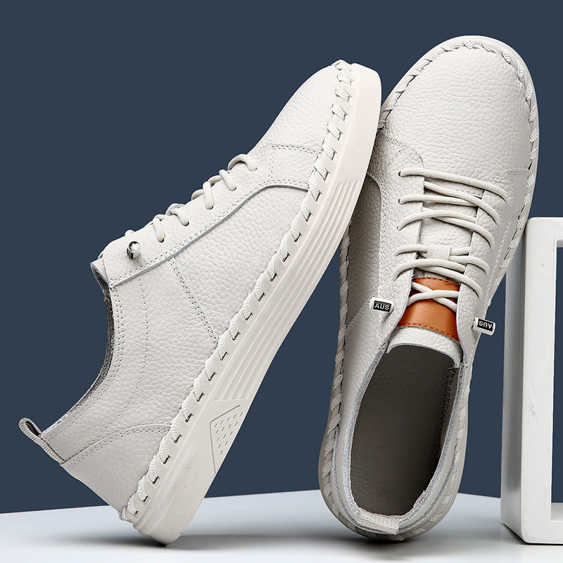 First Layer Soft Cowhide Men's Sneakers Breathable Sweat Absorbing