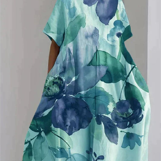 Women's Clothing Plus Size Loose Short Sleeve Dress