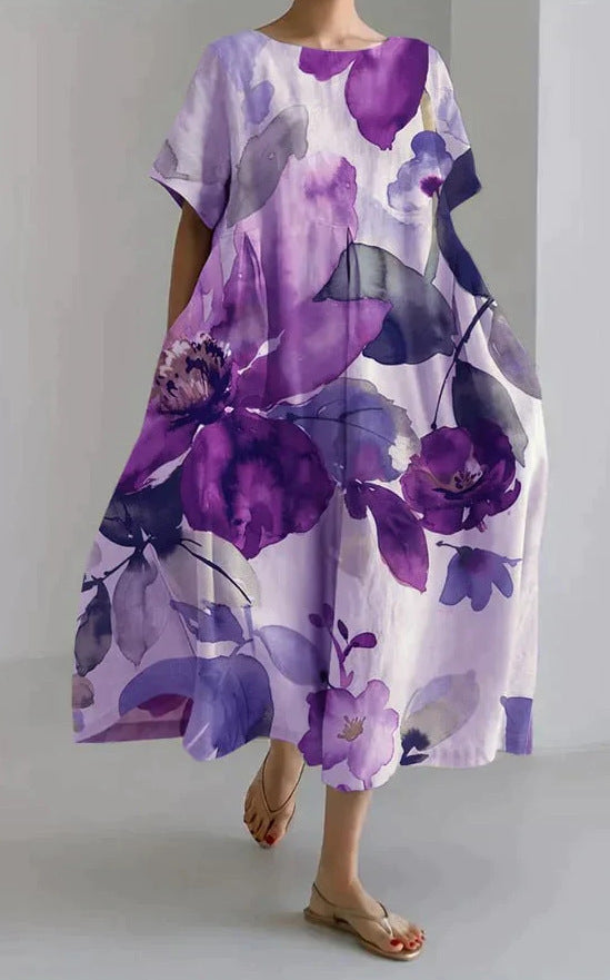 Women's Clothing Plus Size Loose Short Sleeve Dress