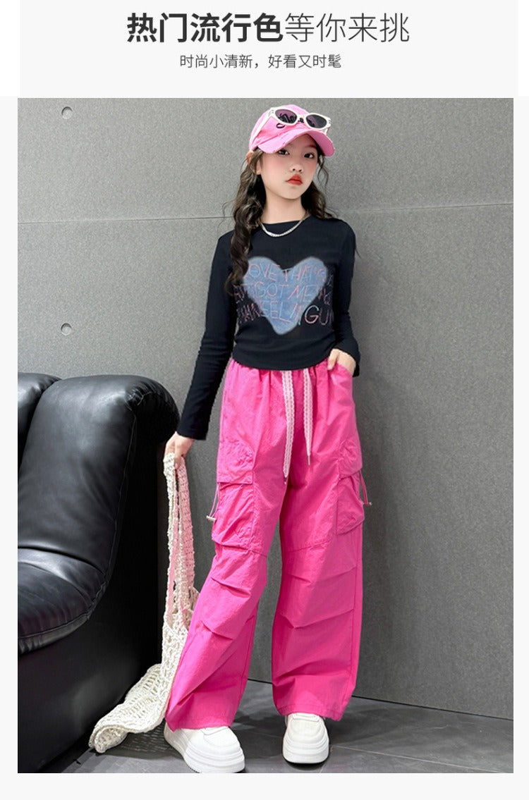 Fashionable new style girls' trendy and cool street style two-piece suit
