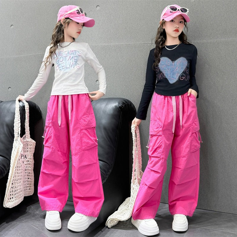 Fashionable new style girls' trendy and cool street style two-piece suit