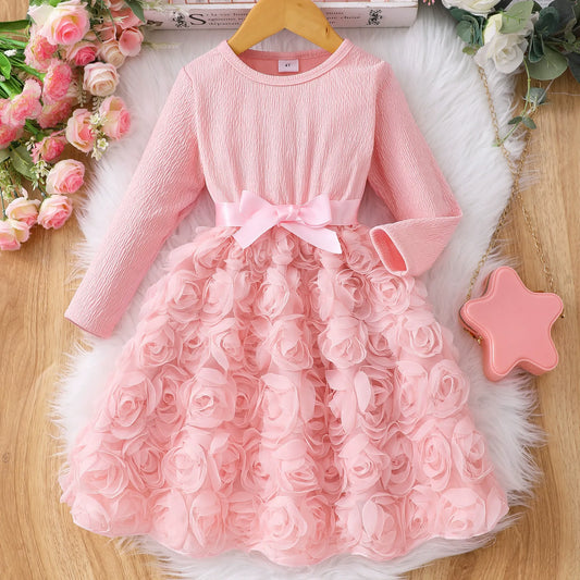 Girls solid color rose dress