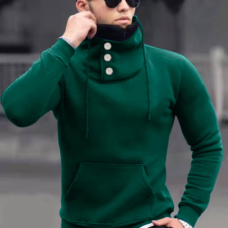 New Autumn And Winter Long-sleeved T-shirt Men's Sports High Neck Sweater