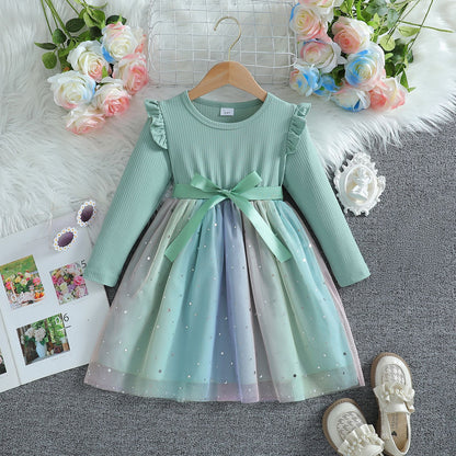 Baby Long Sleeve Bowknot Dress
