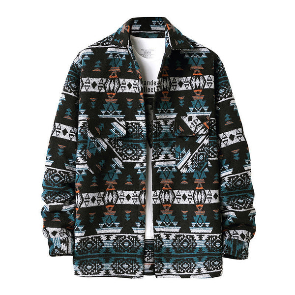 New Men's Ethnic Style Woolen Plaid Shirt Jacket (Available)