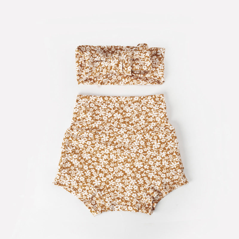 Summer Baby Girl Flounced Sleeve Triangle Rompers Suit