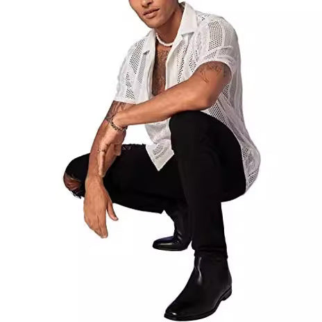 Button Knitted Short-sleeved Shirt Men's Shirt