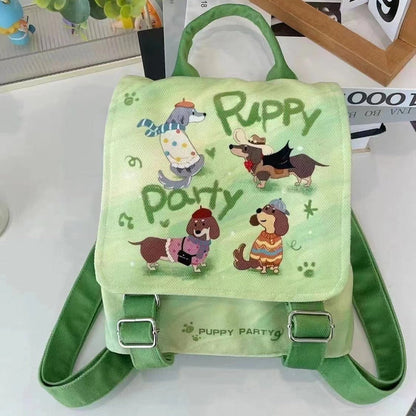 Puppy Party Backpack Student Cute Casual