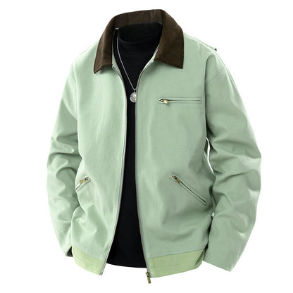 Spring And Autumn Contrast Color Lapels Workwear Jacket