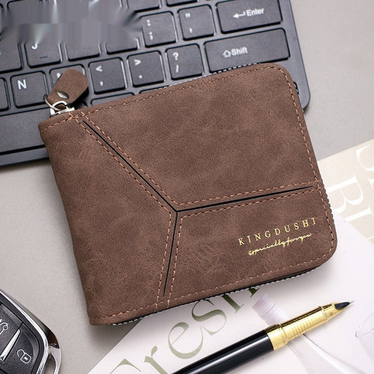 Matte Stitching Men's Short Wallet Multiple Card Slots