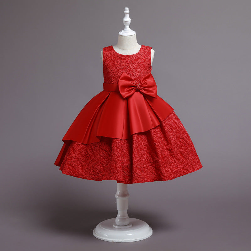 Pure Color Cute Children's Princess Dress Summer Birthday Dress