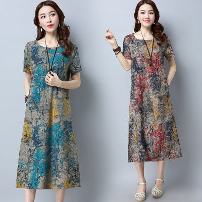 Summer Cotton Leprosy Dress Plus Size Women's clothing