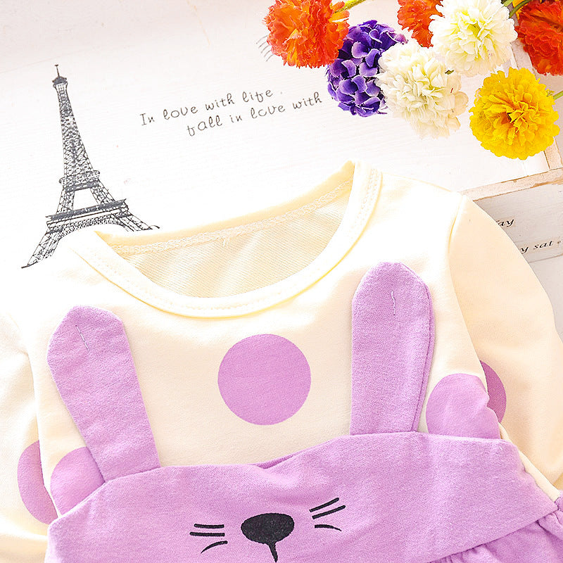 Girl's cotton long-sleeved dress