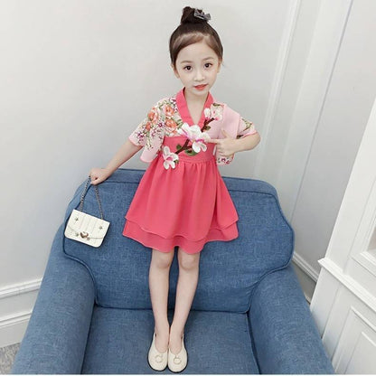 summer new girls" dress hanfu chinese style summer dress cheongsam children"s princess skirt