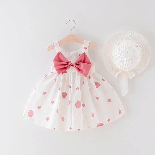 Girls Sleeveless Dress Children Bow