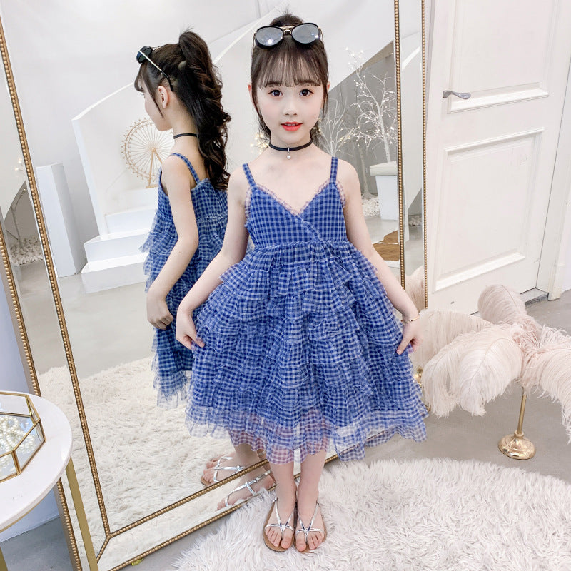 Western Style Little Girl Sling Summer Cotton Cake Skirt