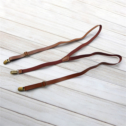 Men's And Women's Universal Strap Clip Female British Simple Faux Leather Strap Thin Suspender Strap Hipster