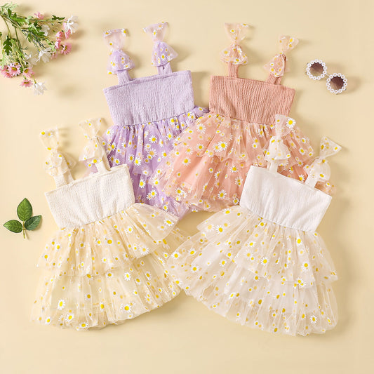 Flower Mesh Girls' Dress Suspenders