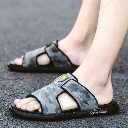 Slippers Soft Sole Leather Flip Flops Non-slip Beach Shoes Men Zapatos