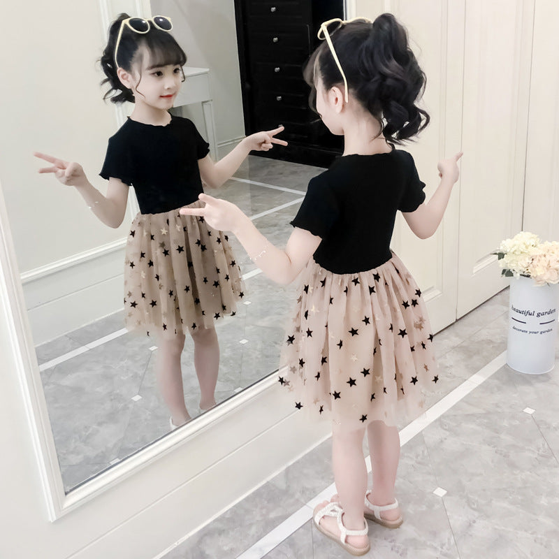 Western-style Little Girl Princess Dress Net Celebrity Children's Dress Fluffy Gauze Skirt