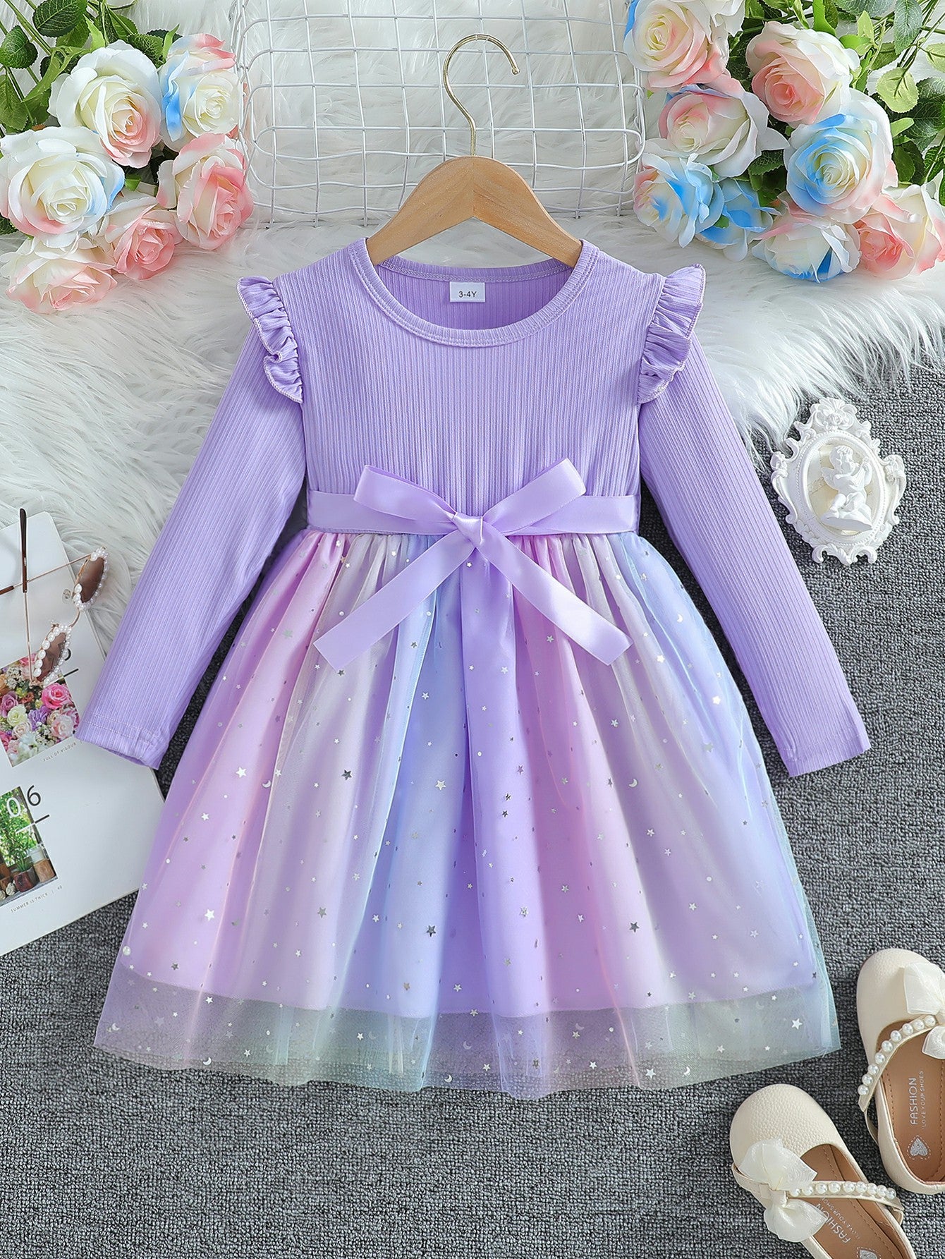 Baby Long Sleeve Bowknot Dress