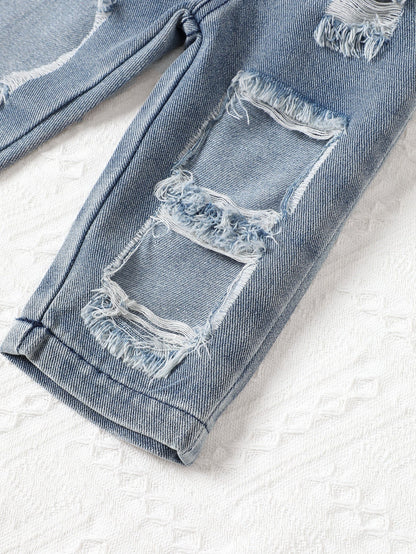 Children's Work Clothes Solid Color Vest Top And Jeans