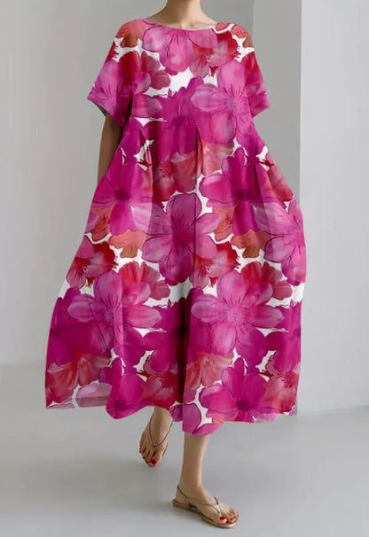 Women's Clothing Plus Size Loose Short Sleeve Dress