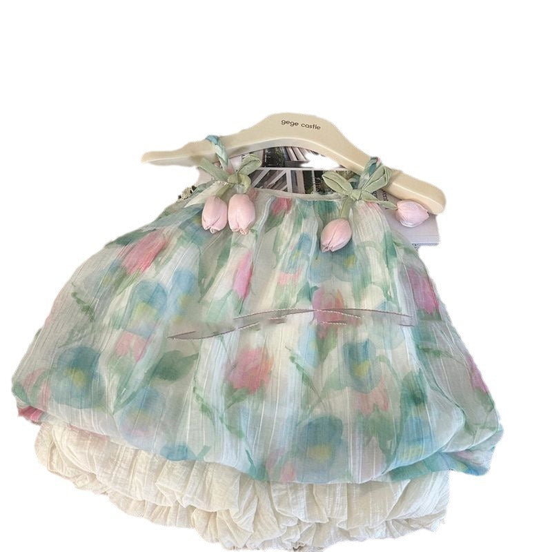 Camisole Bud-waisted Shorts Two-piece Set Dress Suit