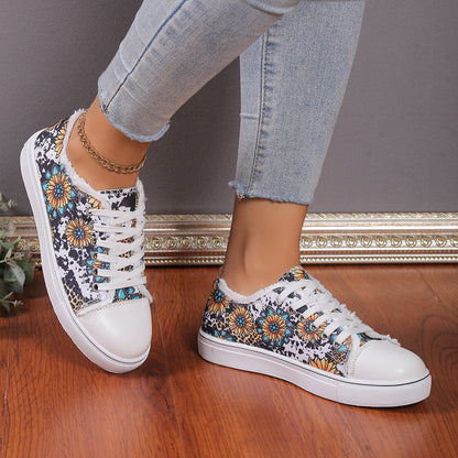 Versatile Flat Bottomed Student Lace Up Canvas Shoes